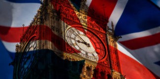 Big Ben and the UK flag symbolizing brexit