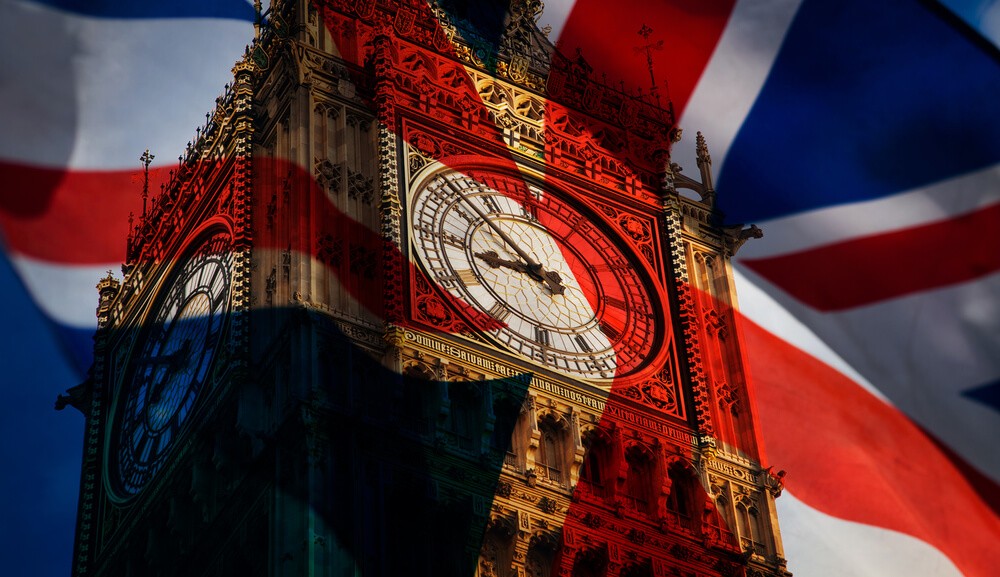 Big Ben and the UK flag symbolizing brexit