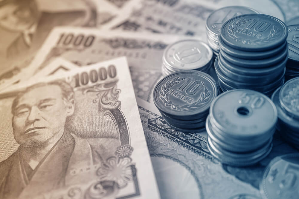 Japanese money Yen bills and coins