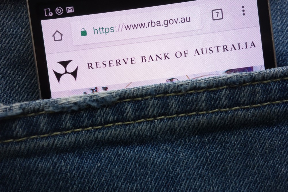 Reserve bank of australia (RBA) website on a smartphone