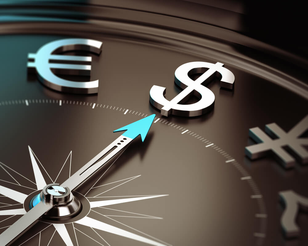 Wibest Broker-Currency Pairs: Compass pointing north to the Dollar