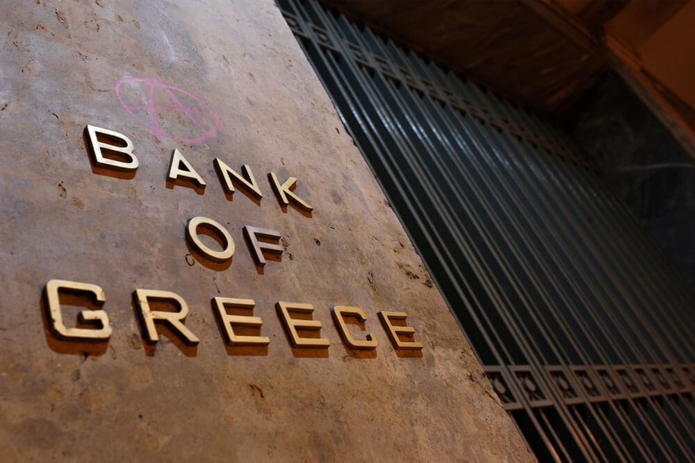 Bank of Greece sign.
