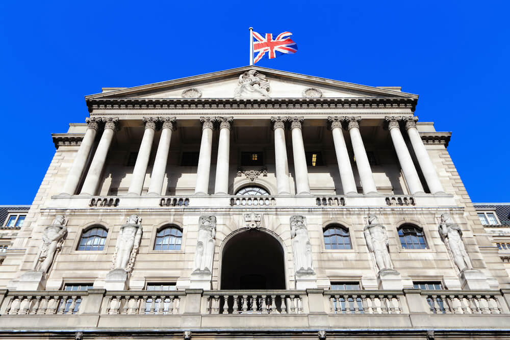 inflation, Wibest Broker — Monetary Policy: BoE with flag on the top and blue sky background.