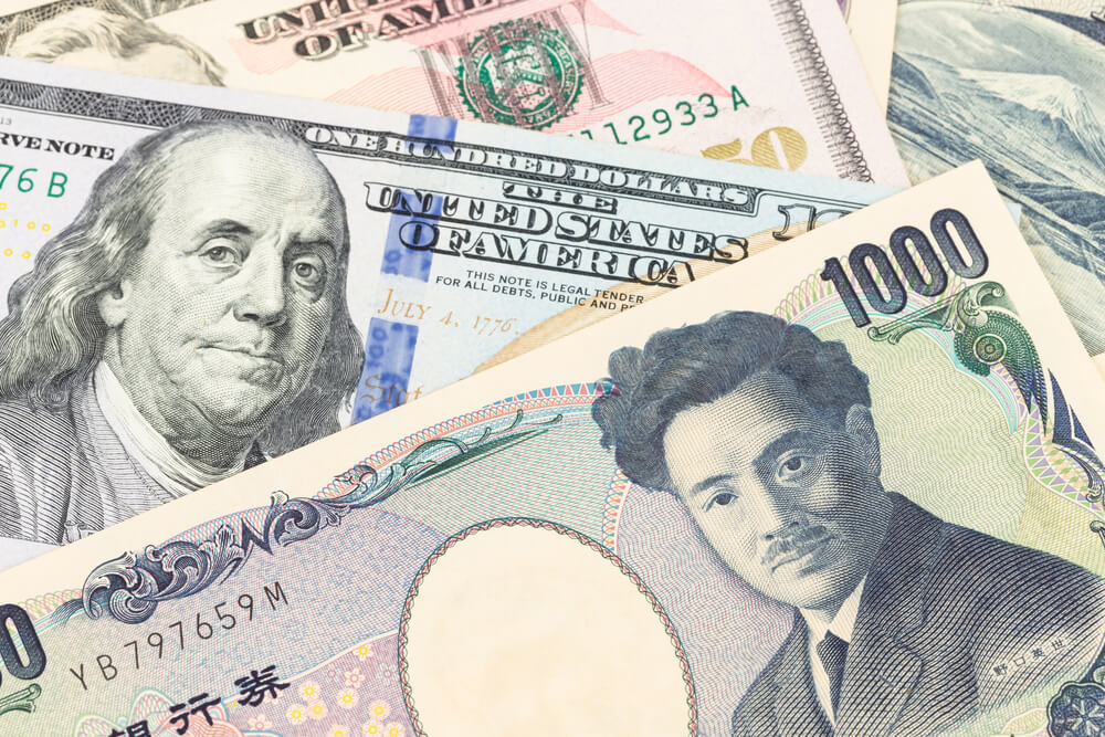 Wibest – Forex Markets: US Dollar and Japanese Yen banknote money.