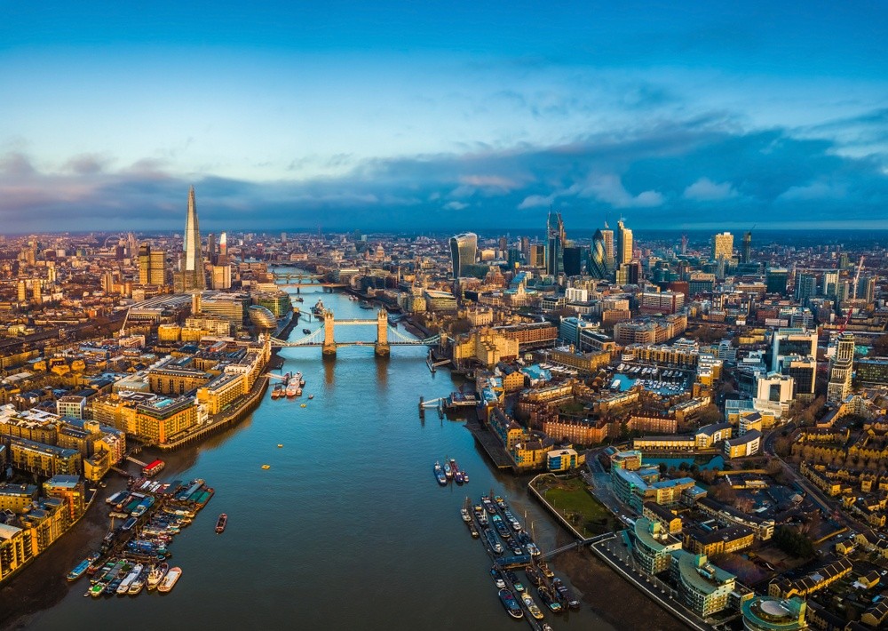Wibest – UK: An aerial view of London, England.