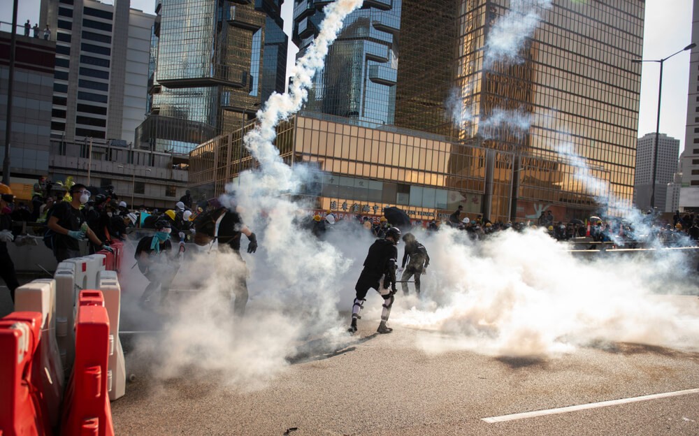 Wibest – Hong Kong Chief Executive: A cloud of smoke during a protest in Hong Kong