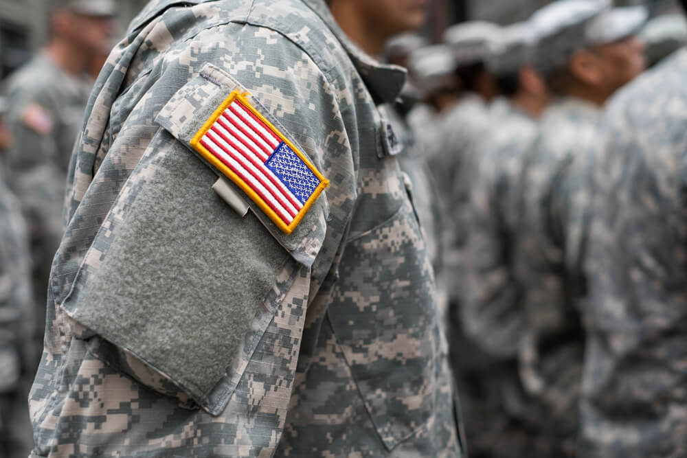 Wibest – US Defense Department: The American flag patch on a soldier’s uniform.