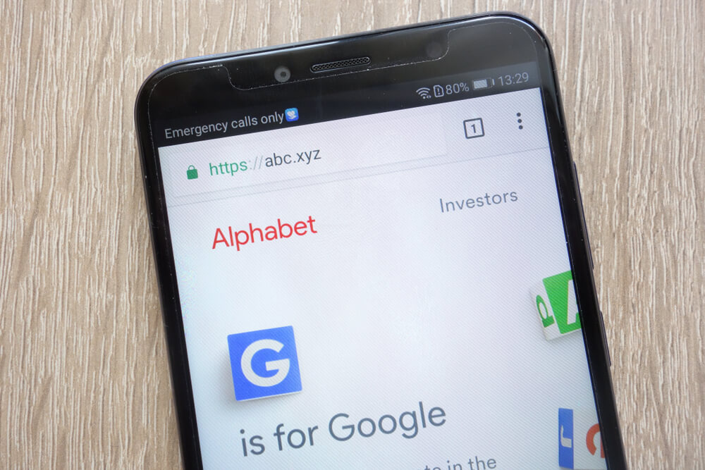 Alphabet: Alphabet website displayed on a modern smartphone.
