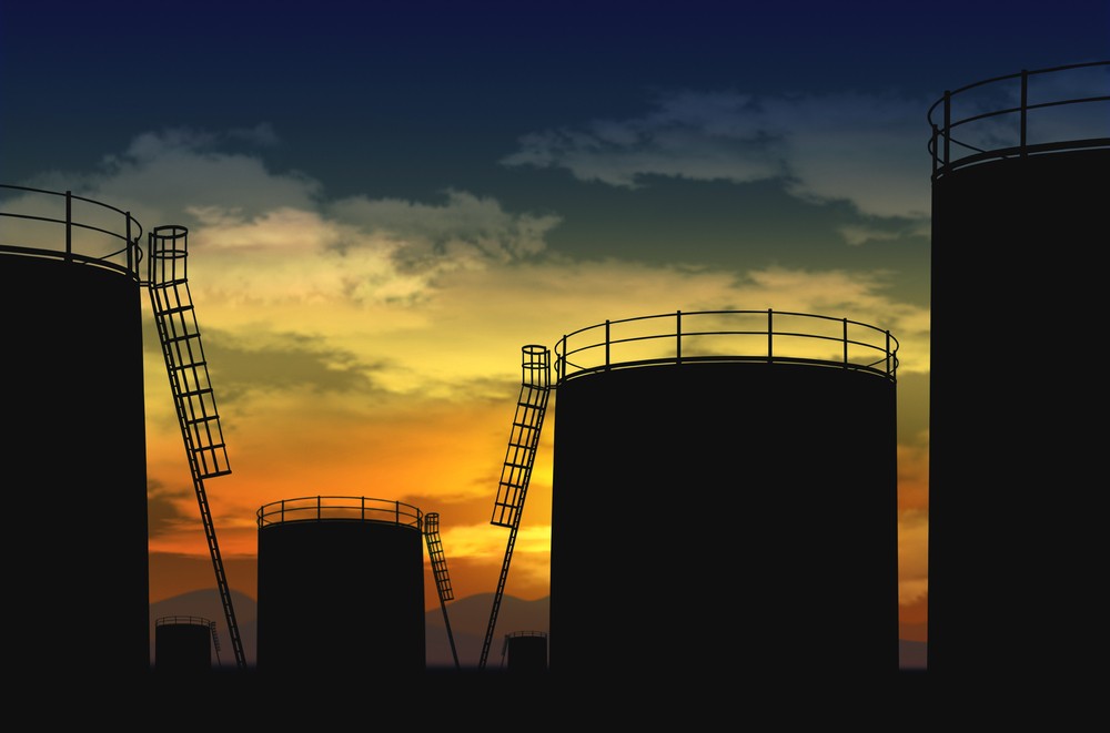 Wibest – Crude: Crude oil refineries over the sunset.