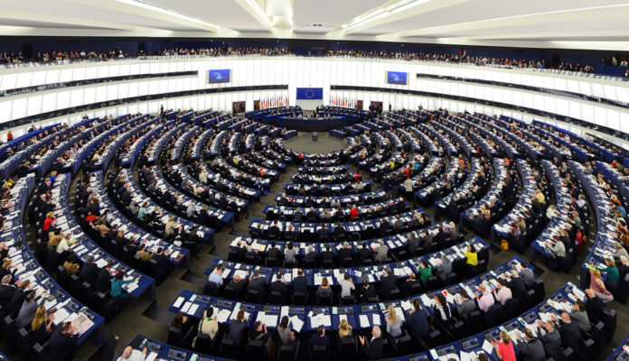 European: Plenary hall of the European parliament.