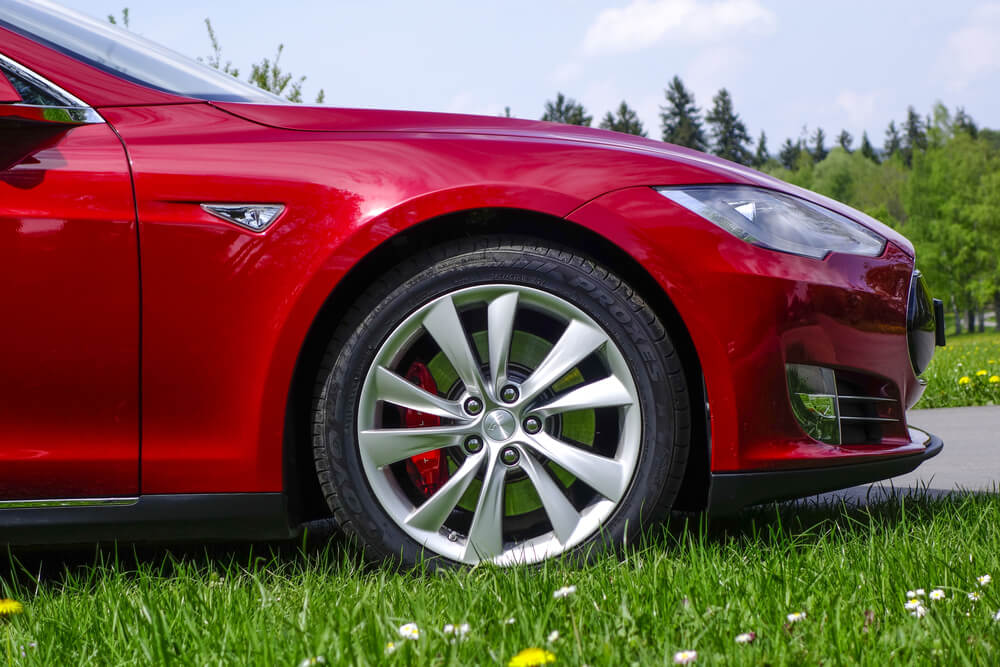 E-Vehicle: Red Tesla Model S photo.