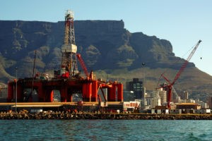 oil, Wibest – Climate Change: Oil rig near the coast of Cape Town, Africa.