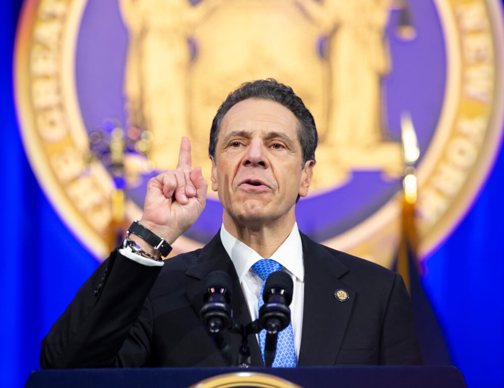 New York - Governor Andrew Cuomo addresses during inauguration for the third time.