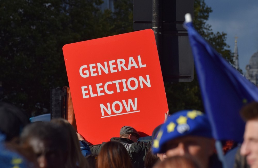 Wibest – Pound Currency: A red placard saying "GENERAL ELECTION NOW" in the UK. 