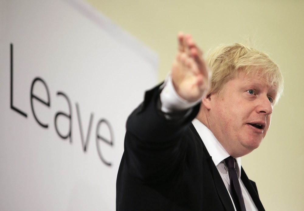 Wibest – Pound Money: British Prime Minister Boris Johnson and behind him is the word 'Leave'. 