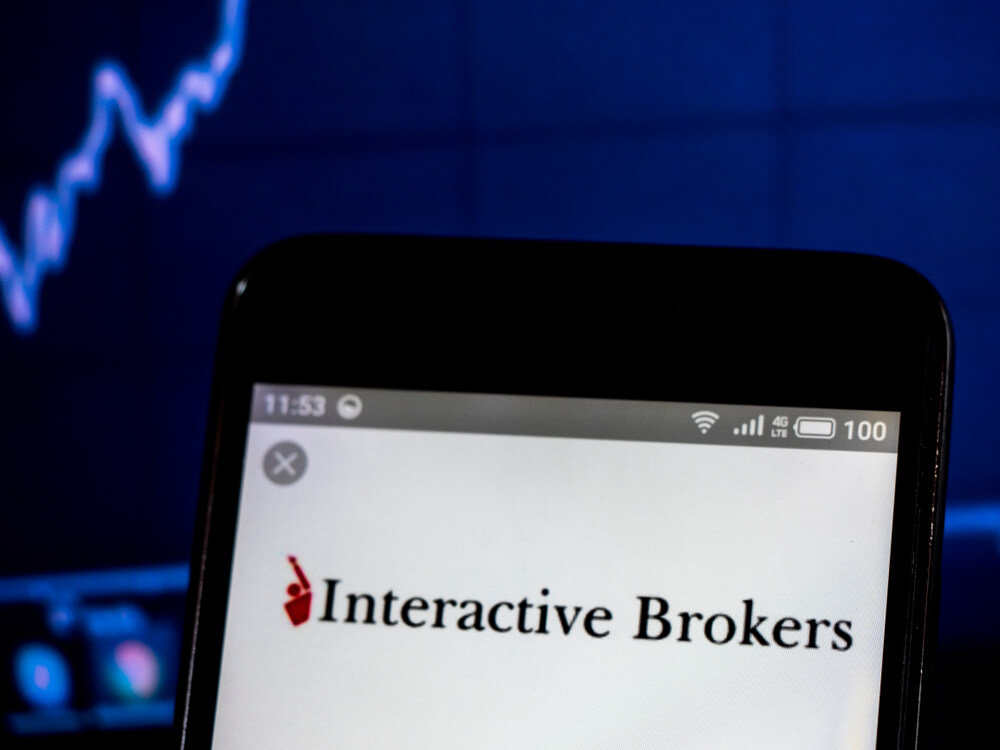 Interactive Brokers LLC logo seen displayed on smart phone