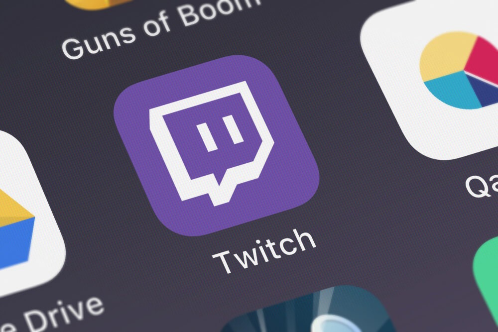 Close-up shot of the Twitch logo icon in smartphone.