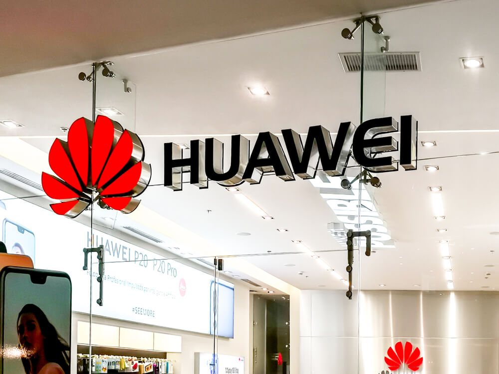 Sign of Huawei store.