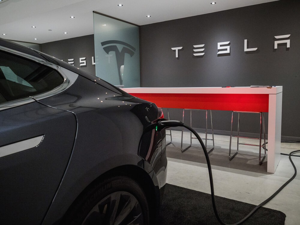 New Tesla car in factory.