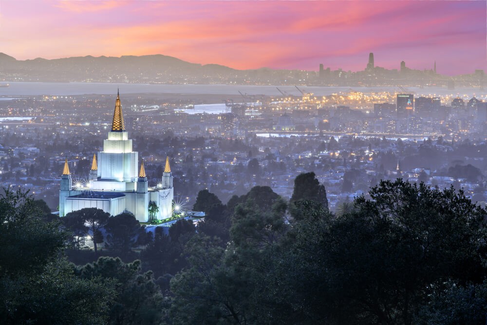 Oakland Temple and City from Oakland Hills.