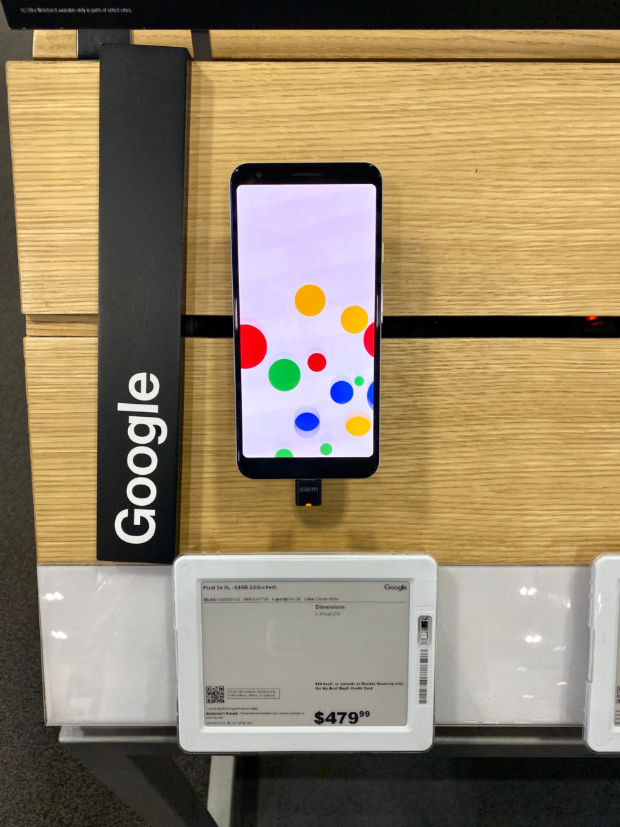 The Pixel3A on a stand.