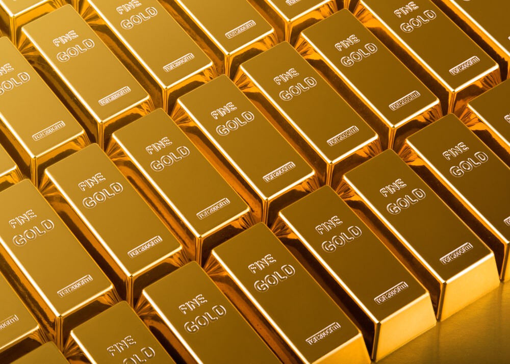 An array of gold bars