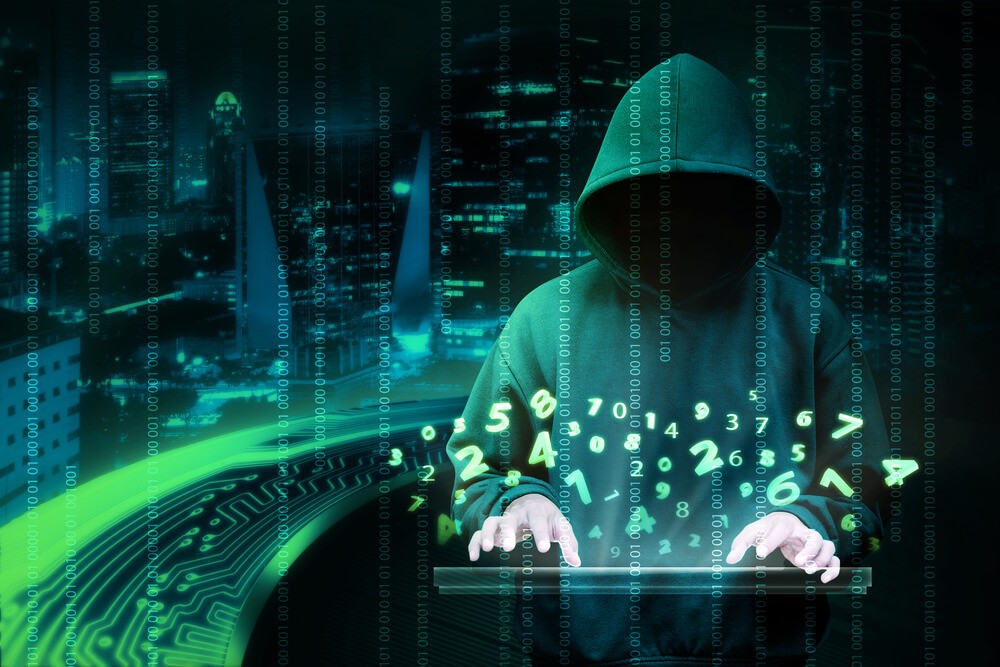 Man in hoodie shirt is hacker.
