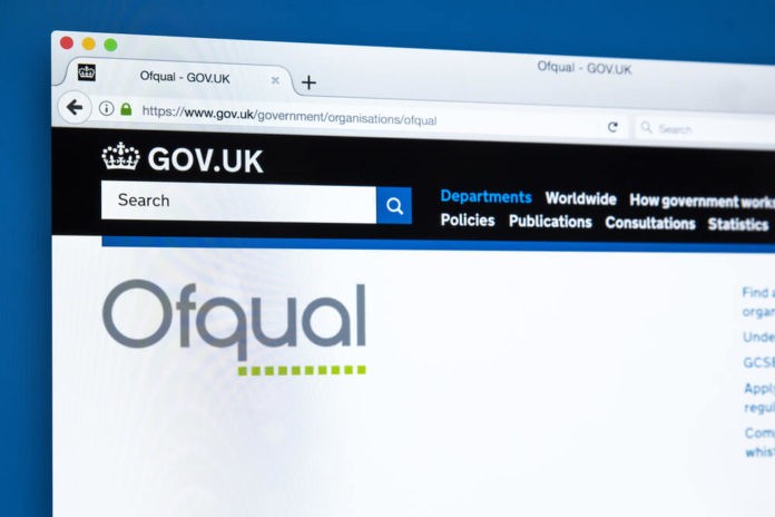 Homepage of the website for the Office of Qualifications and Examinations Regulation
