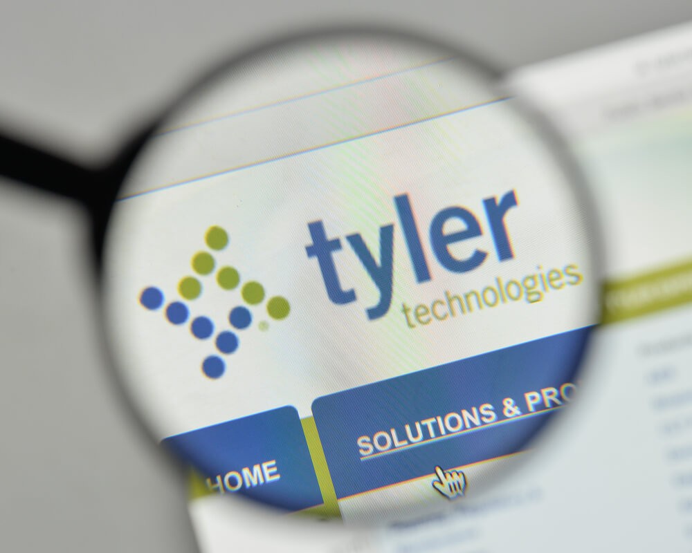 Tyler Technologies logo on the website homepage.