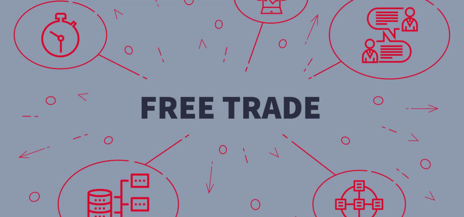 Freetrade: Conceptual business illustration with the words free trade.