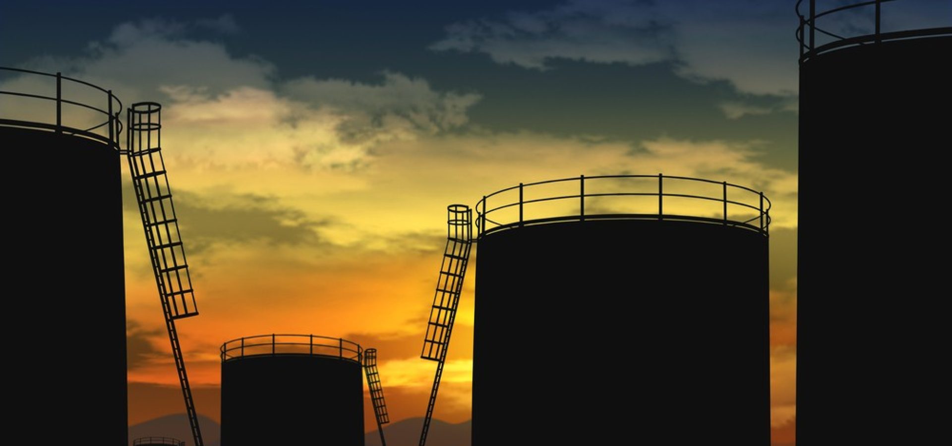 Wibest – Crude: Crude oil refineries over the sunset.