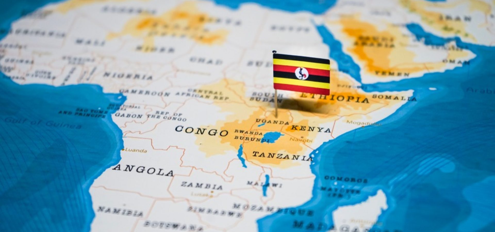 Wibest – Uganda: Ugandan flag on the Africa's map.