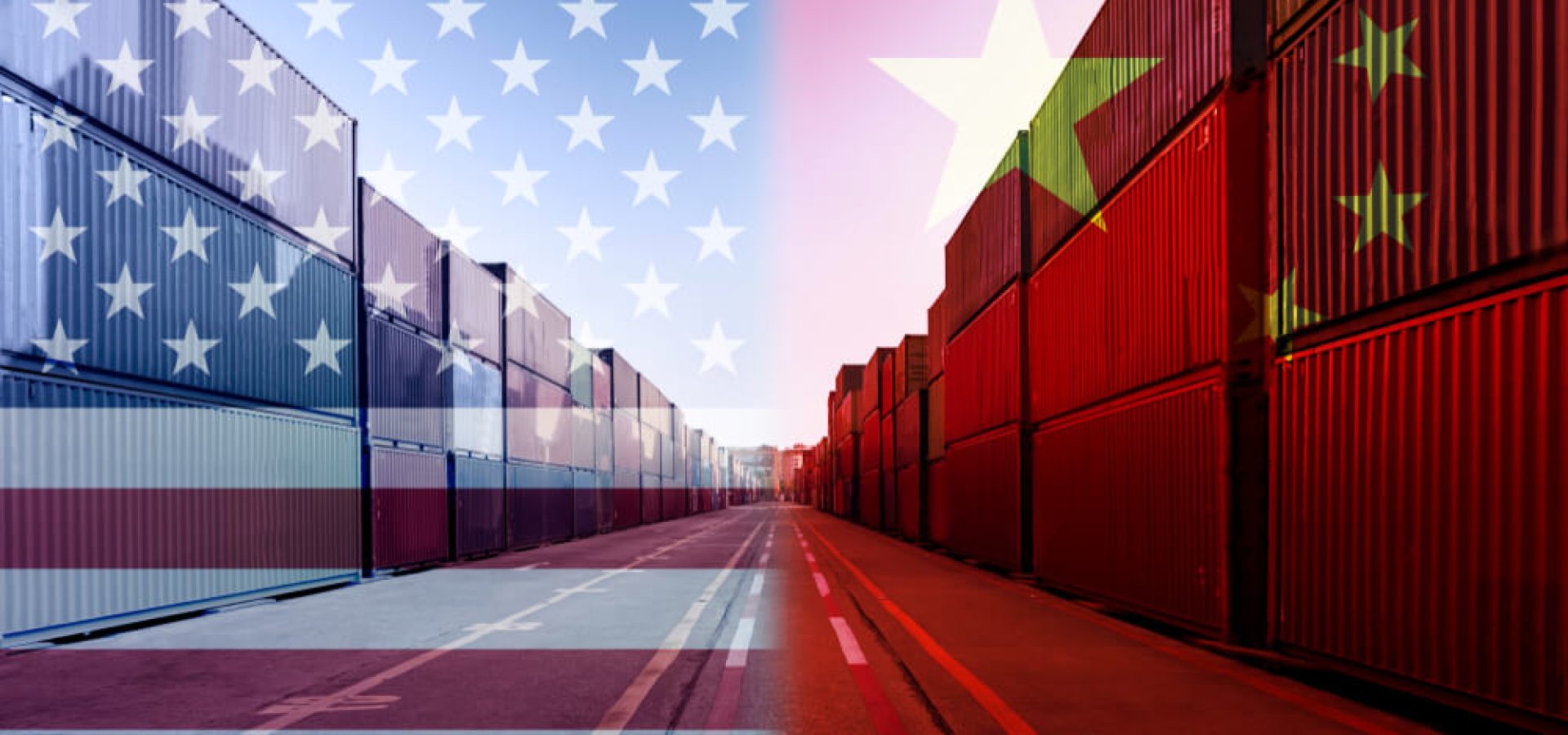 us futures: United States of America and China trade war tariffs as two opposing container cargo