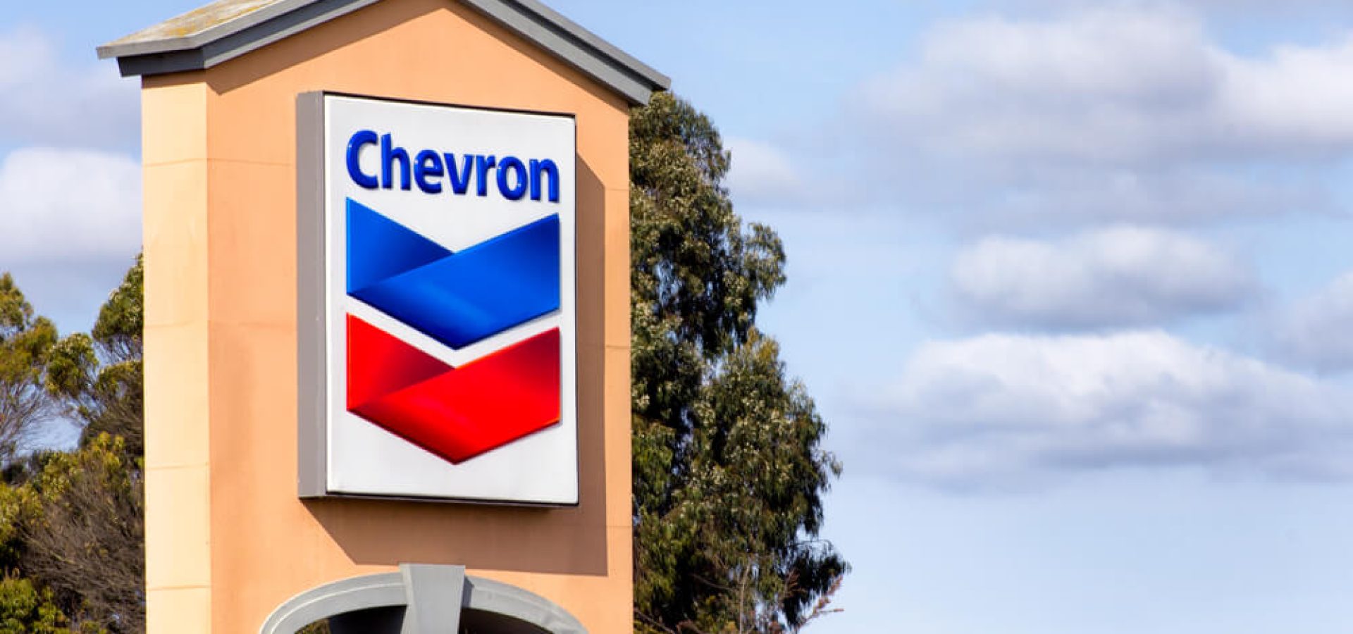 Chevron gas station sign.