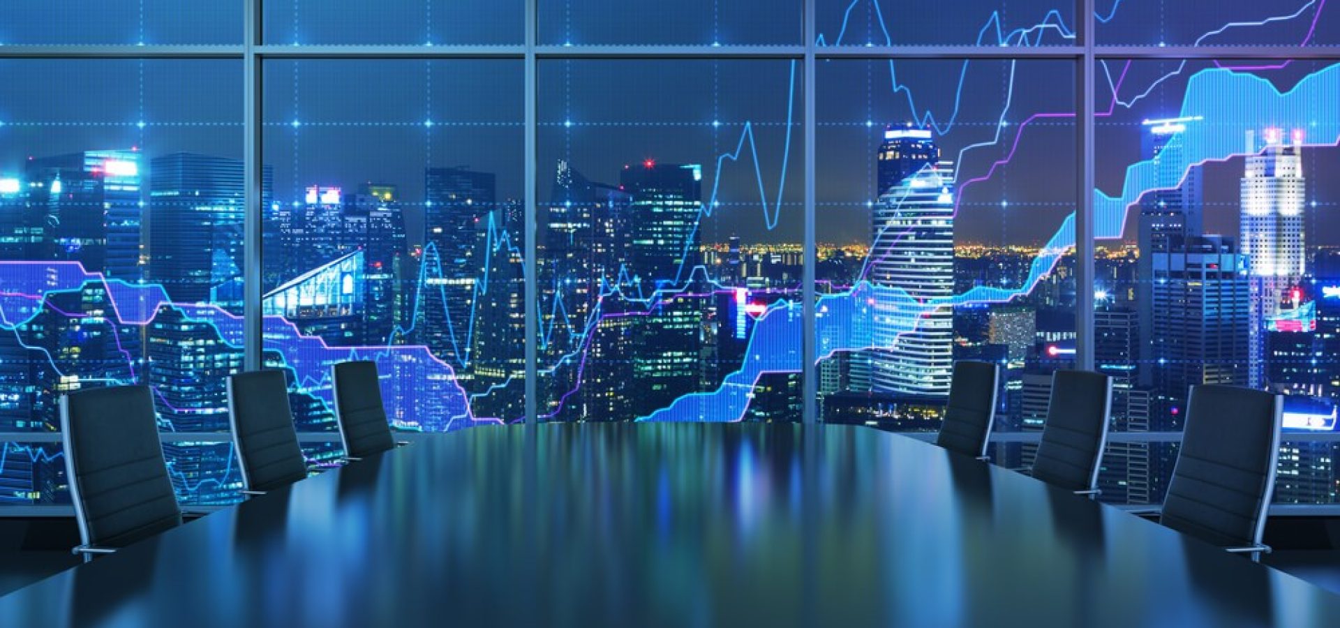Asian stock Market: Forex graph and an amazing night view of the business city area.