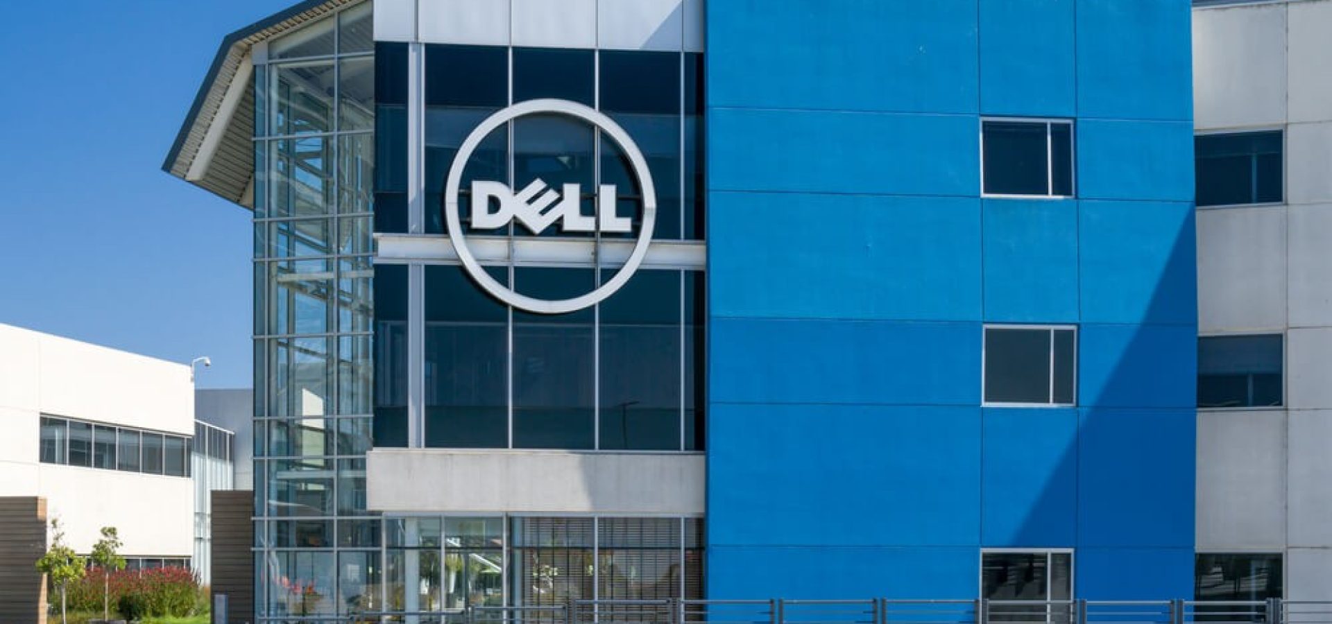 Dell: Dell computer corporate facility and logo.