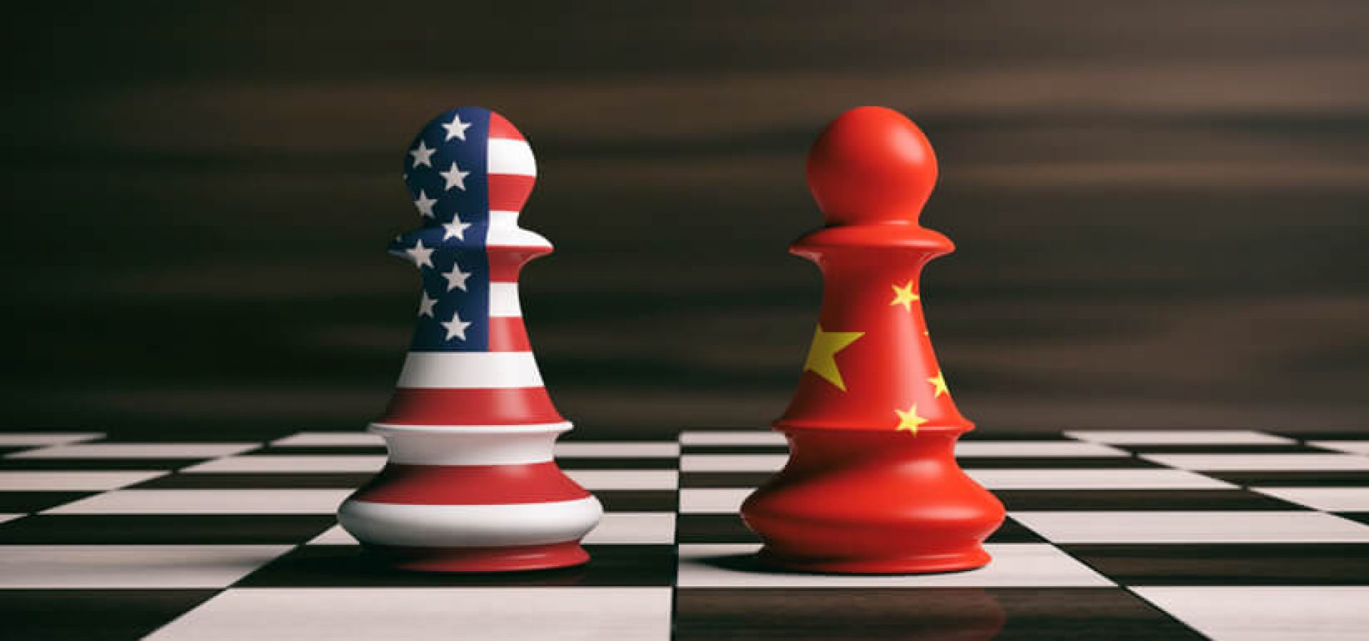 trade war concept two chess pieces one representing China and the other, USA